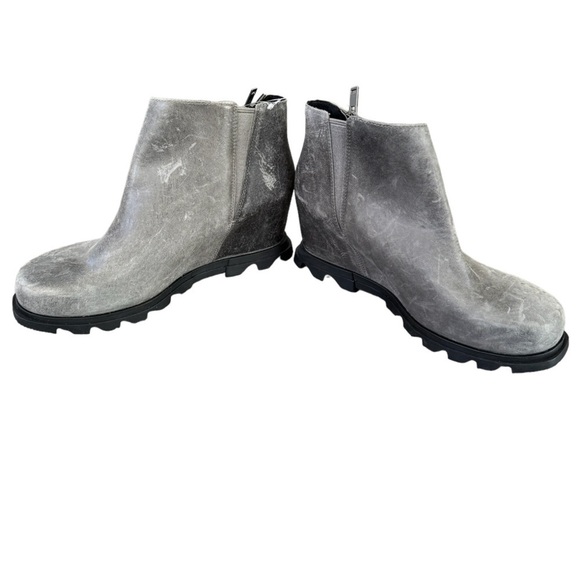 Sorel Joan of Arctic Wedge II Zip Booties 12 Gray‎ Waterproof Rain Leather Comfy - Picture 3 of 7